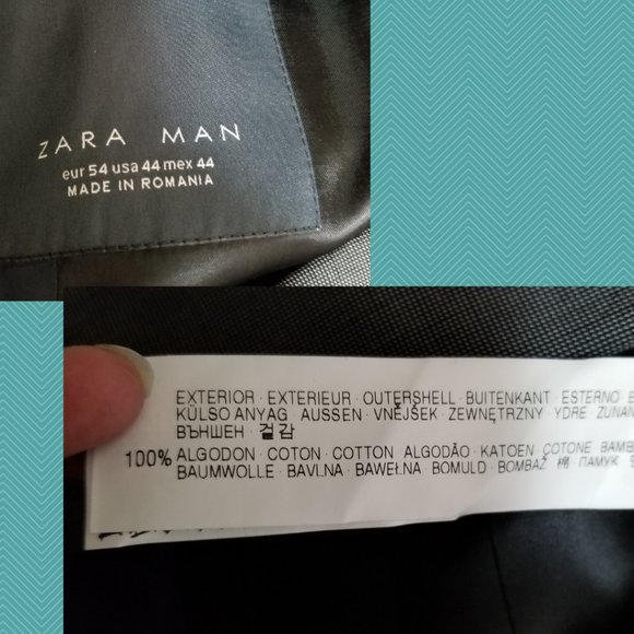 Zara Man NWT $199 Charcoal Gray Oxford Weave 2 Button Blazer Jacket - Picture 4 of 5